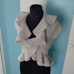 MODA International Off-White Ruffle Wool Vest